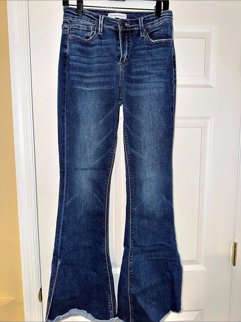 Flying Monkey High Rise Split Flare Stretch Jean Jeans Blue 27